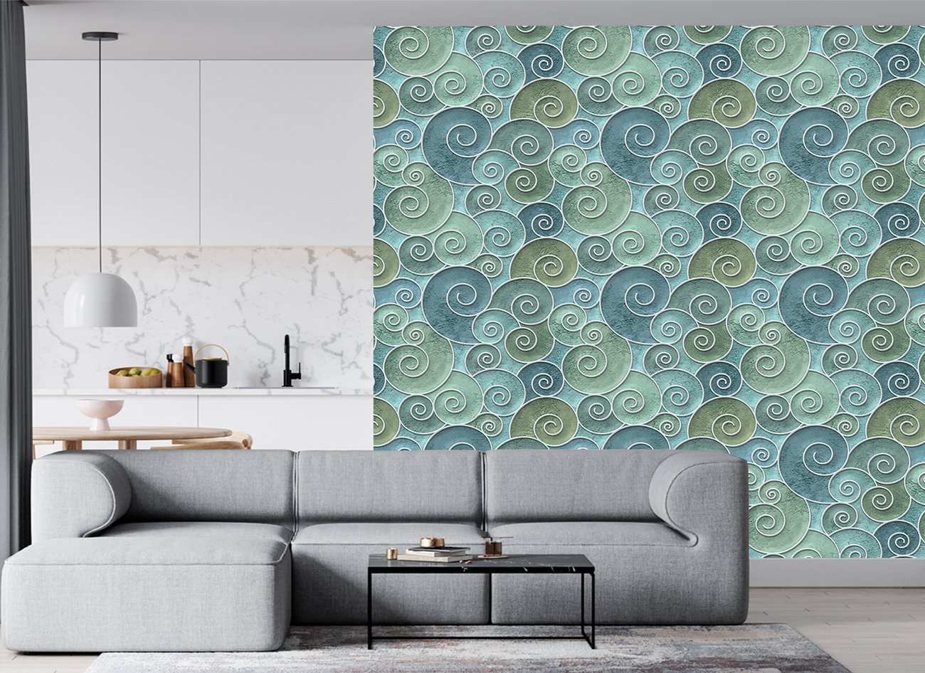 Blue Verticle Leaves Self Adhesive Texture Surface PVC Wallpaper decorative masterpiece for home decor